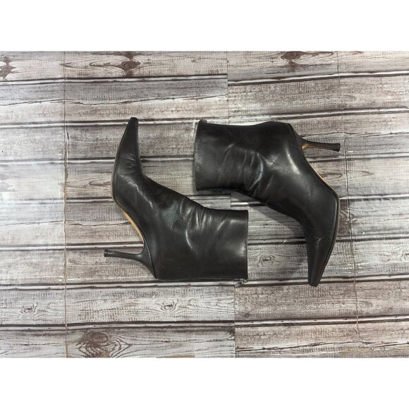 Jimmy Choo Daisy Calf Leather Ankle Boots Heels Sz 37.5 US 7.5 color dark brown - Picture 4 of 10